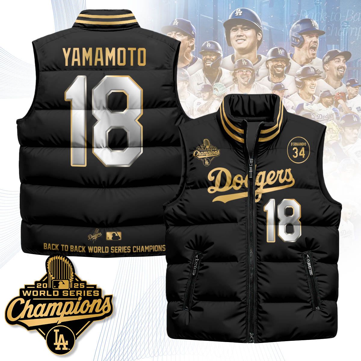 LAD 2025 World Series Champions Puffer Vest