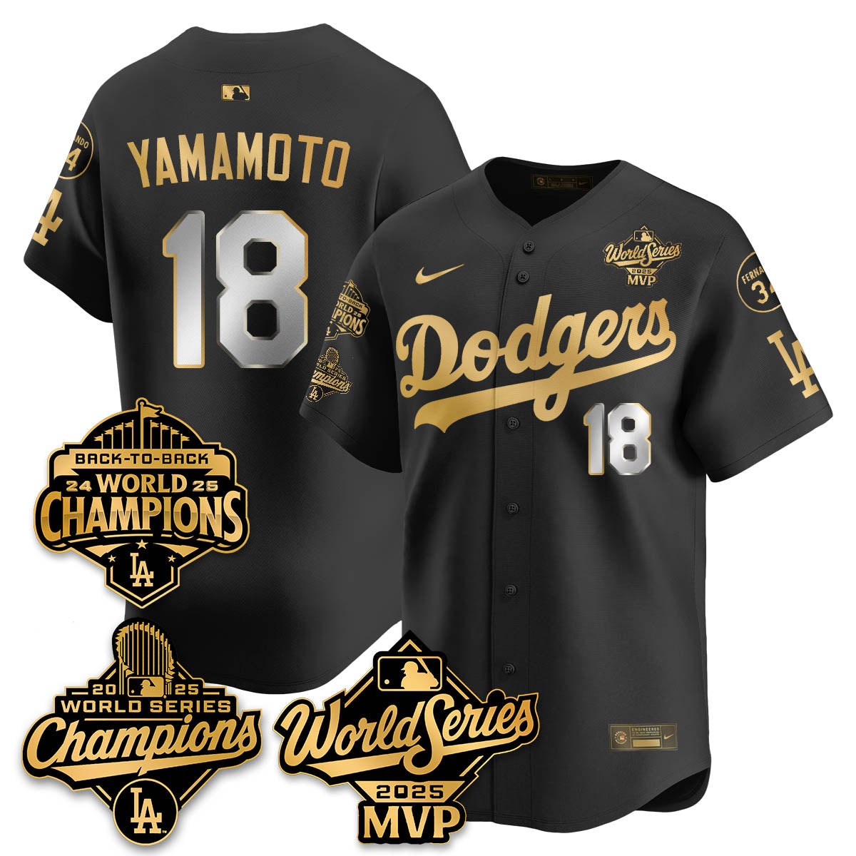 Yoshinobu Yamamoto LAD 2025 World Series MVP Jersey - All Stitched