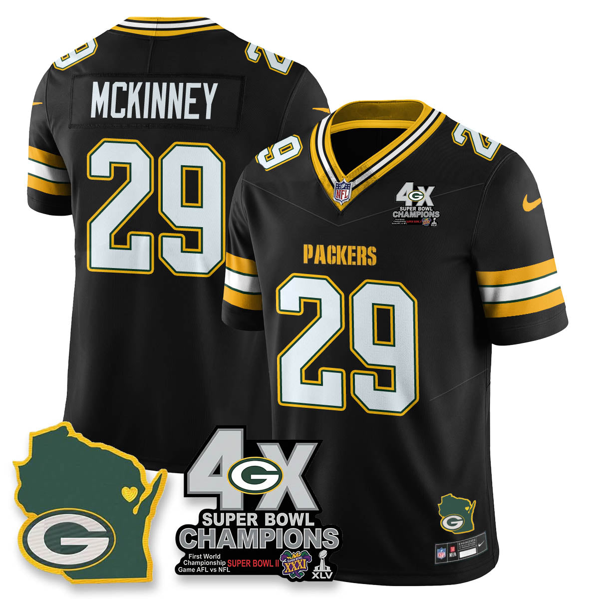 GB 4-Time Champions Patch Vapor Limited Jersey - All Stitched