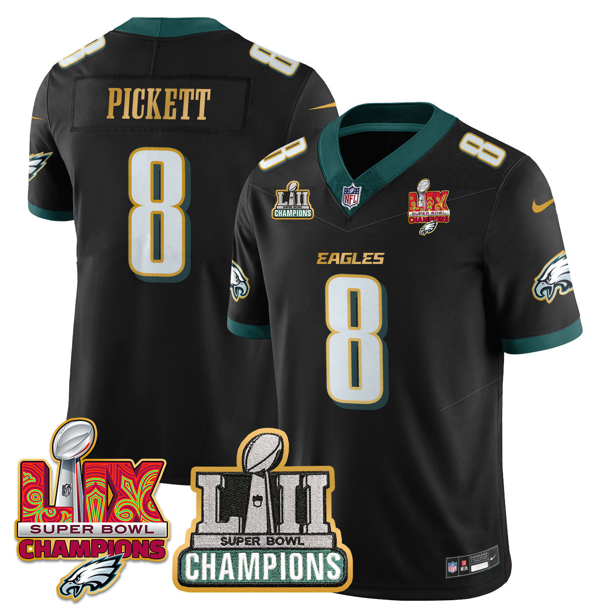 PHI LII-LIX Super Bowl Champions Vapor Limited Gold Jersey - All Stitched