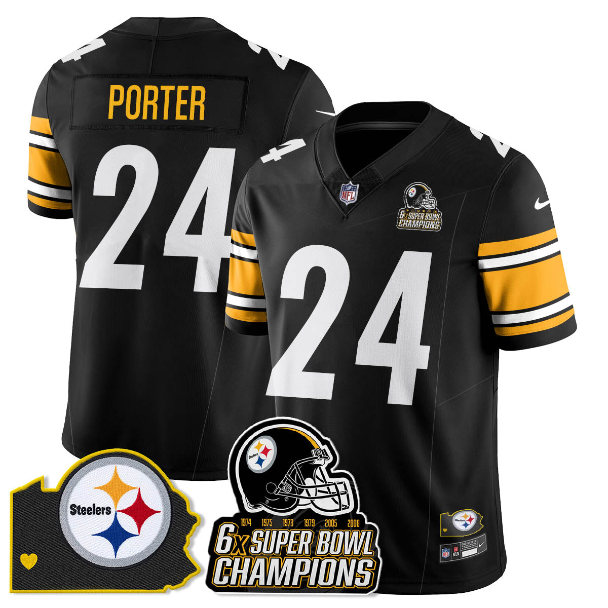 PIT 6-Time Champions Patch Vapor Limited Jersey - All Stitched