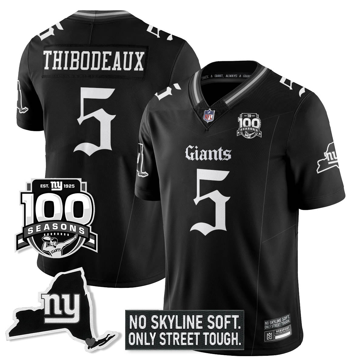 NYG 100th Seasons 'Gothic Gotham Edition' Vapor Limited Jersey - All Stitched