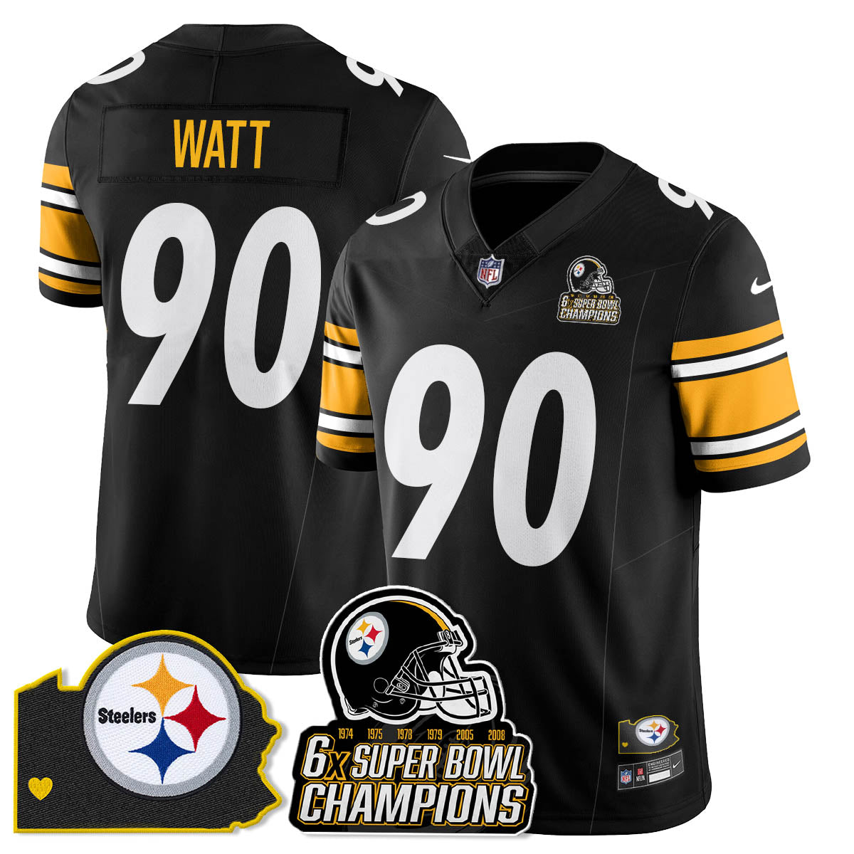 PIT 6-Time Champions Patch Vapor Limited Jersey - All Stitched