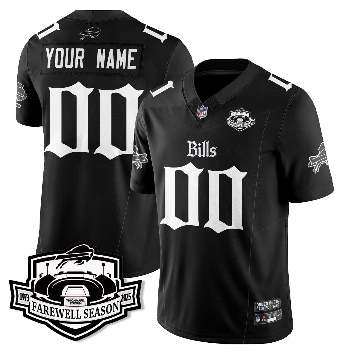 BUF Gothic Vapor Limited Jersey - Farewell Highmark Patch - All Stitched