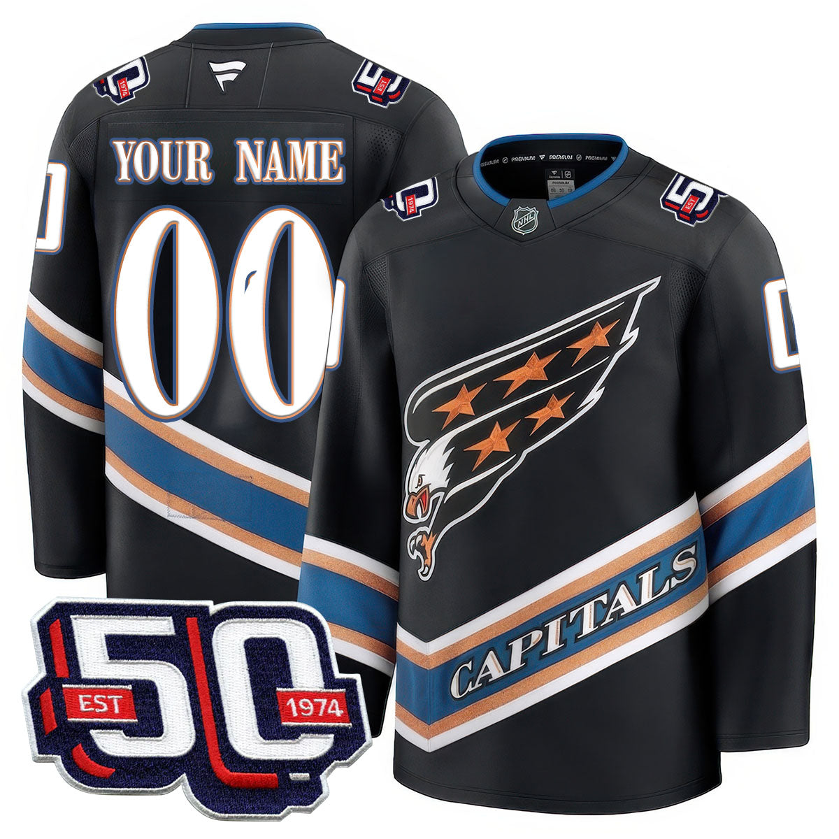 Washington Capitals 50th Anniversary Premium Custom Jersey - All Stitched