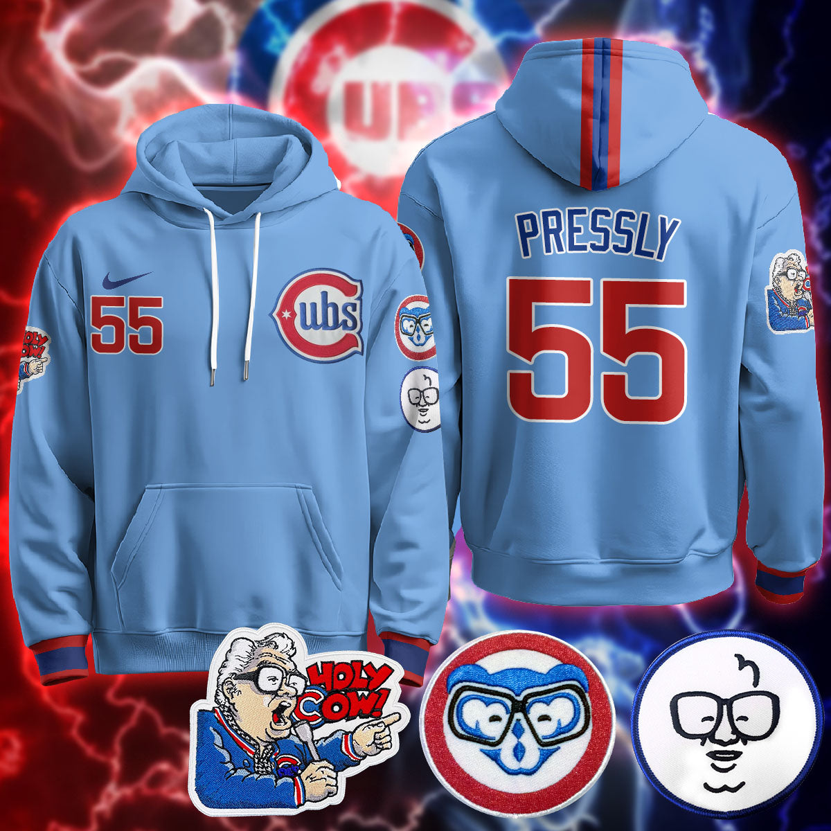 Chicago Cubs Limited Hoodie - Harry Caray "Holy Cow" Patch - All Stitched