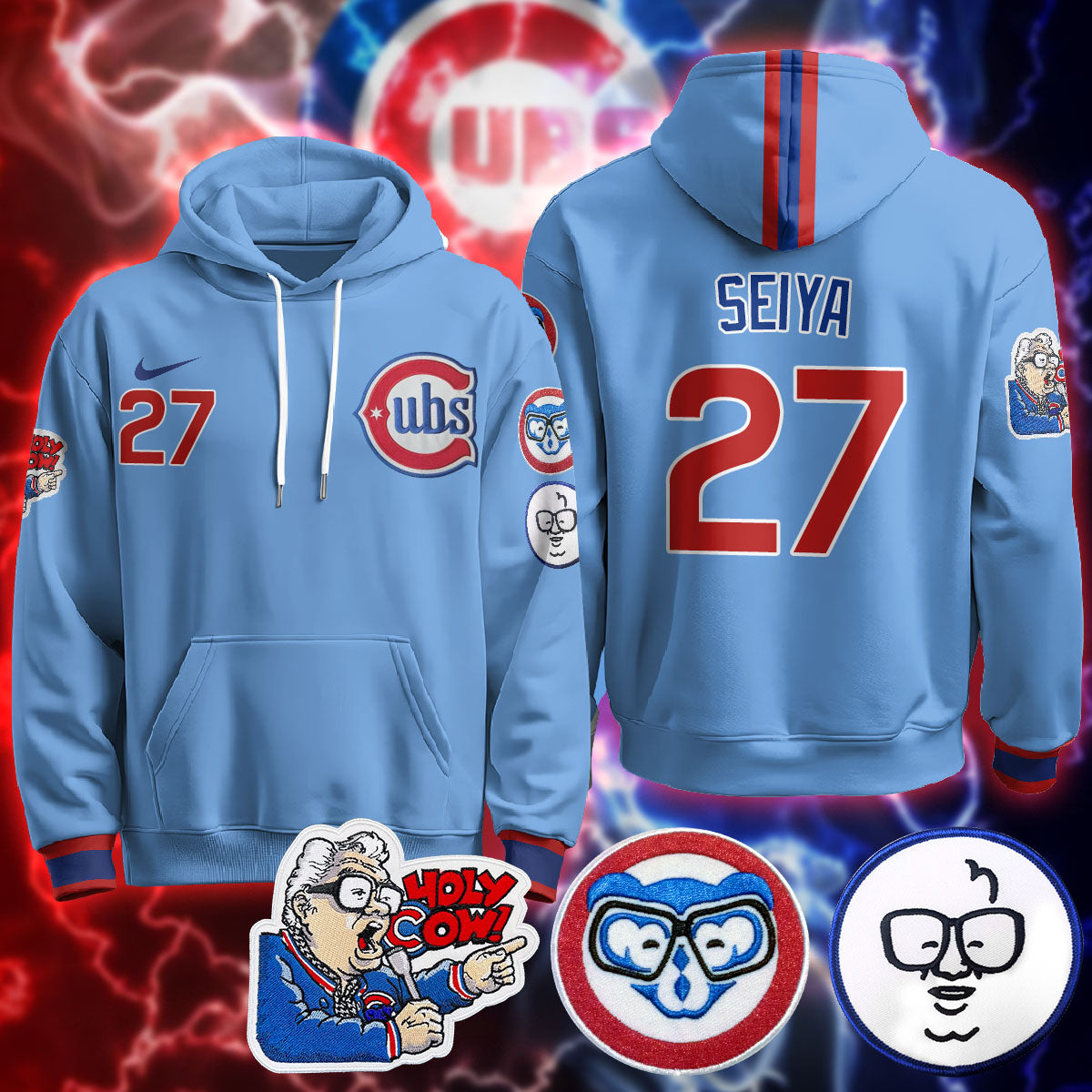 Chicago Cubs Limited Hoodie - Harry Caray "Holy Cow" Patch - All Stitched