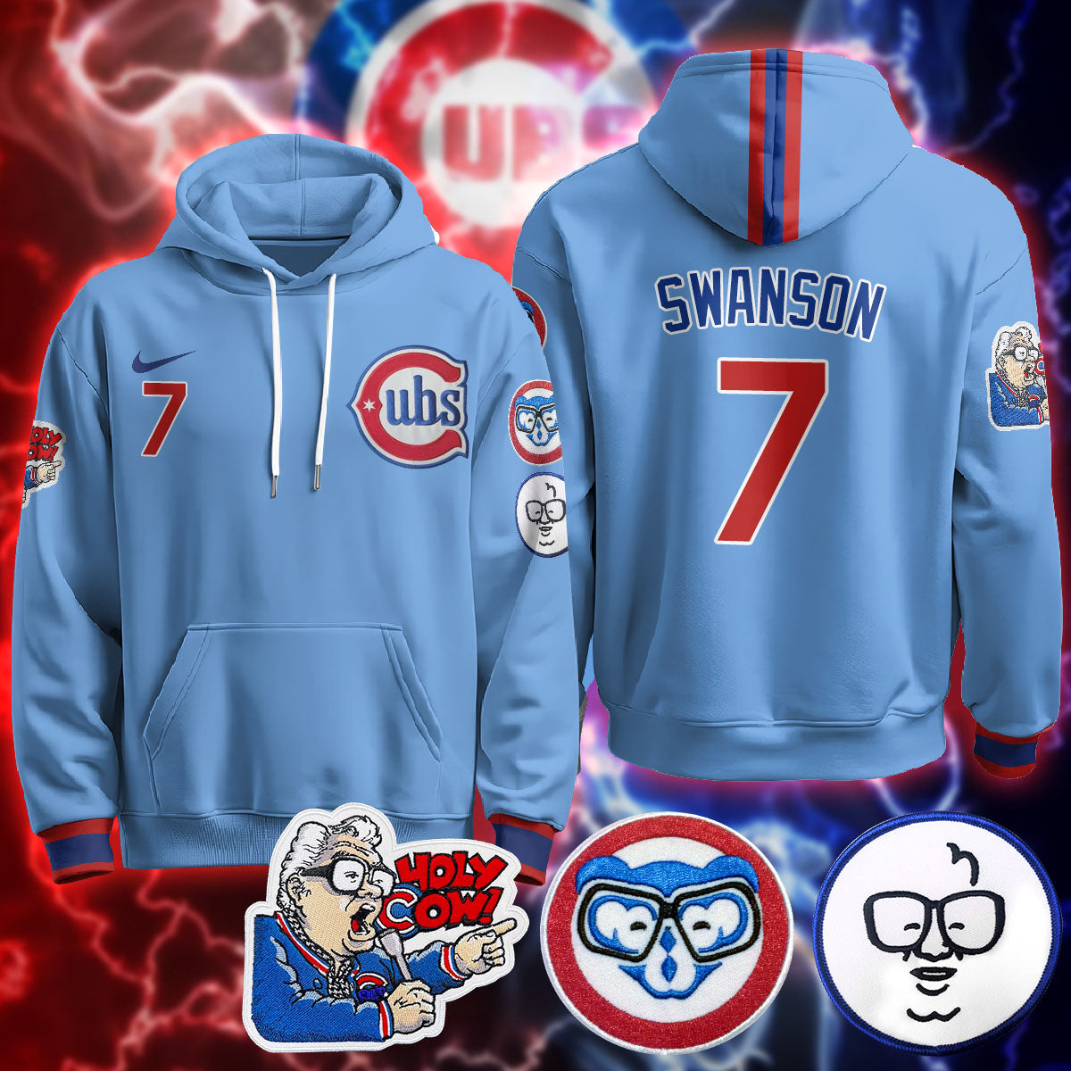 Chicago Cubs Limited Hoodie - Harry Caray "Holy Cow" Patch - All Stitched