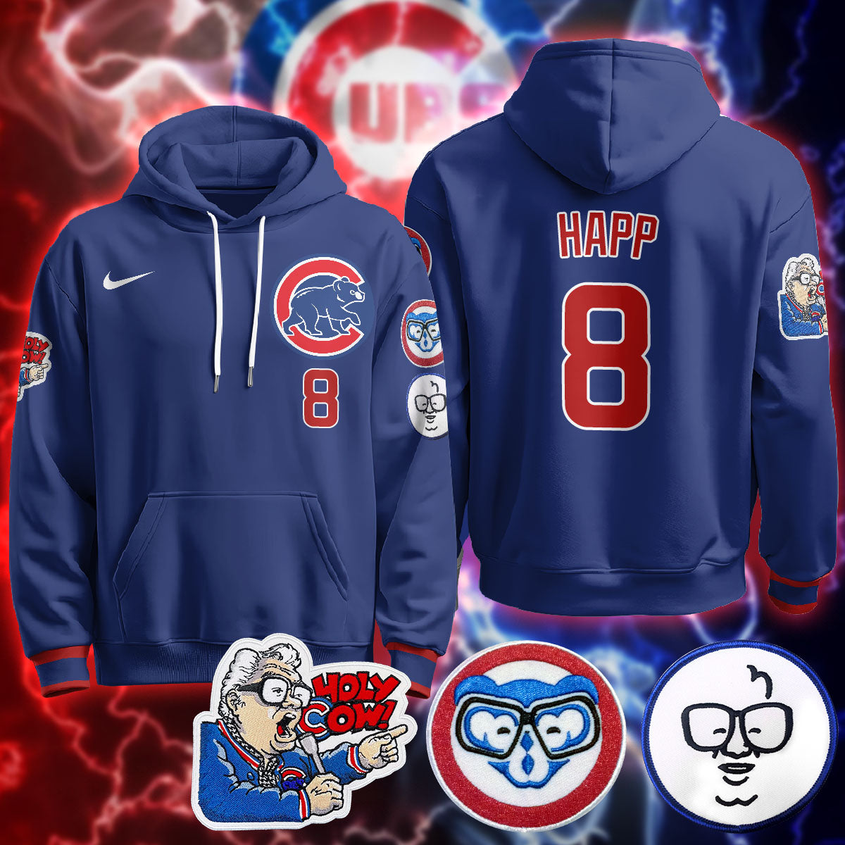 Chicago Cubs Limited Hoodie - Harry Caray "Holy Cow" Patch - All Stitched