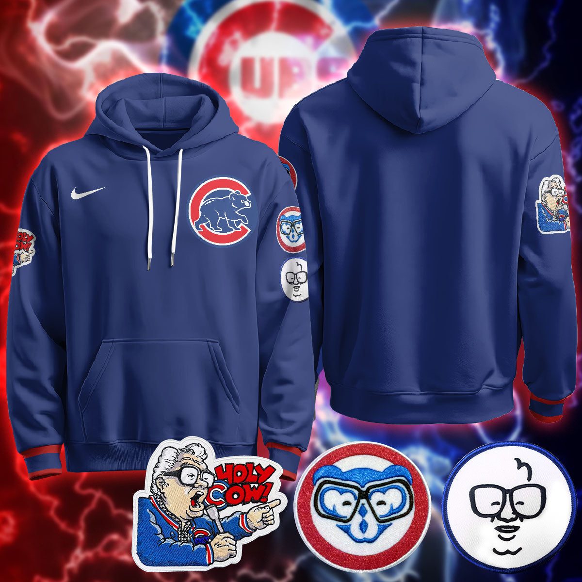 Chicago Cubs Limited Hoodie - Harry Caray "Holy Cow" Patch - All Stitched