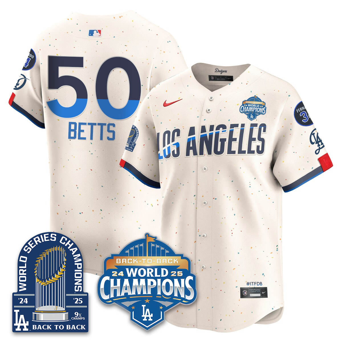 LAD 2025 World Series Champions Jersey - 9x Champs - All Stitched