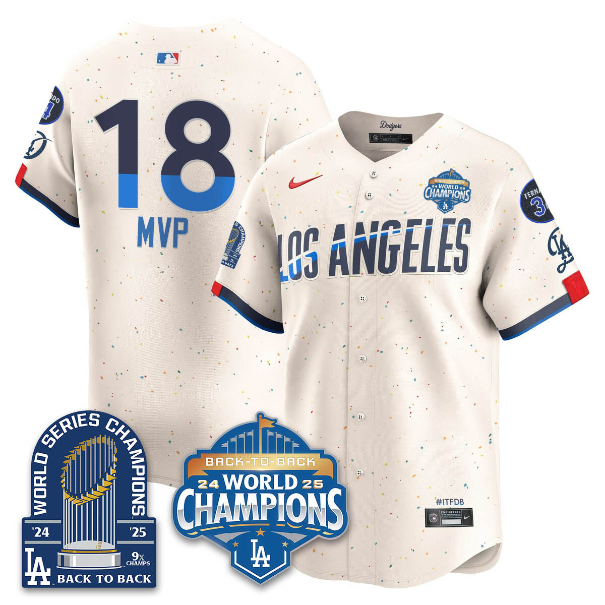 LAD 2025 World Series Champions Jersey - 9x Champs - All Stitched