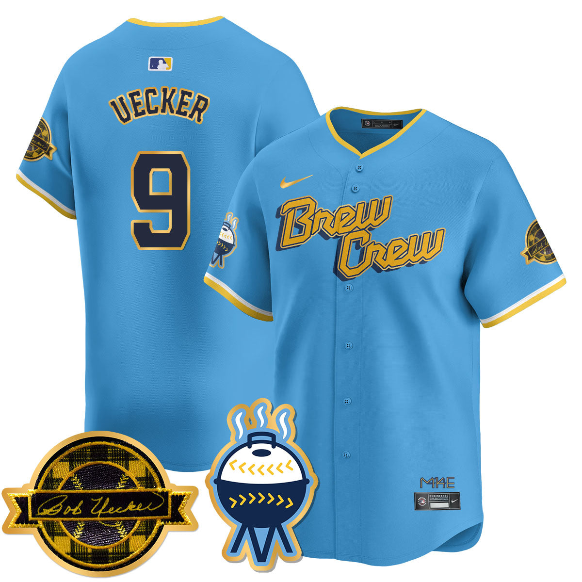 Milwaukee Brewers 2025 Limited Gold Jersey - Bob Uecker Patch - All Stitched