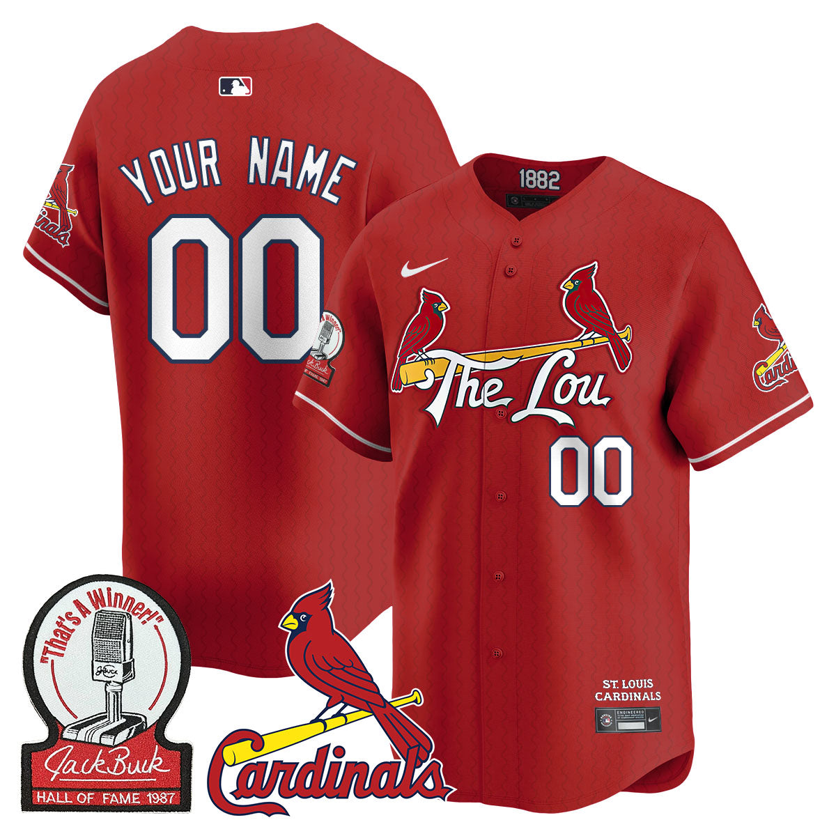 St. Louis Cardinals Jack Buck Limited Custom Jersey - All Stitched