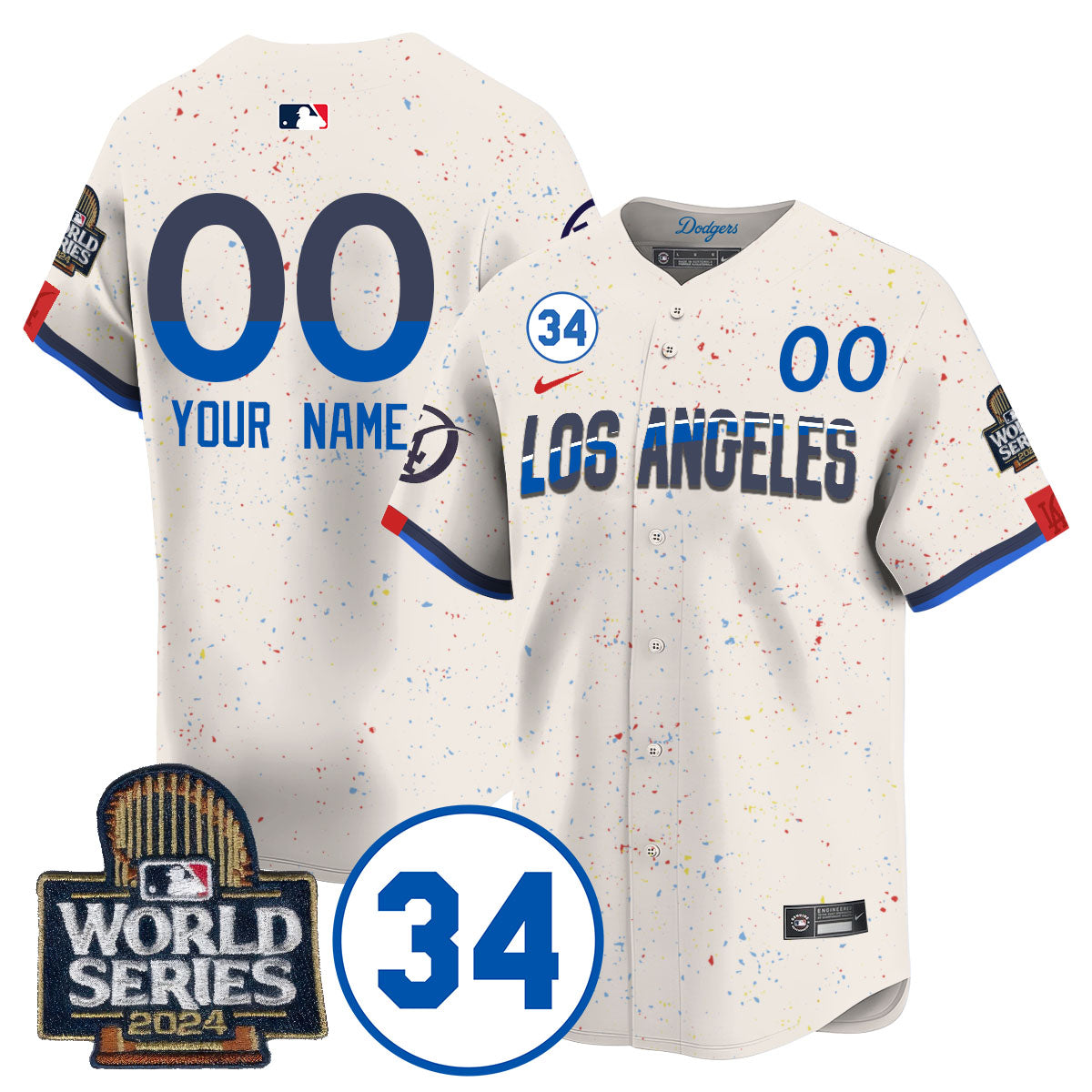 Dodgers World Series - Fernando Valenzuela Memorial Custom Jersey - All Stitched