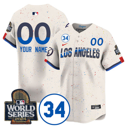 Dodgers World Series - Fernando Valenzuela Memorial Custom Jersey - All Stitched