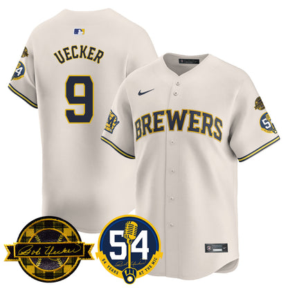 Milwaukee Brewers Jersey - Bob Uecker, 54 Seasons for Brewers Jersey - All Stitched
