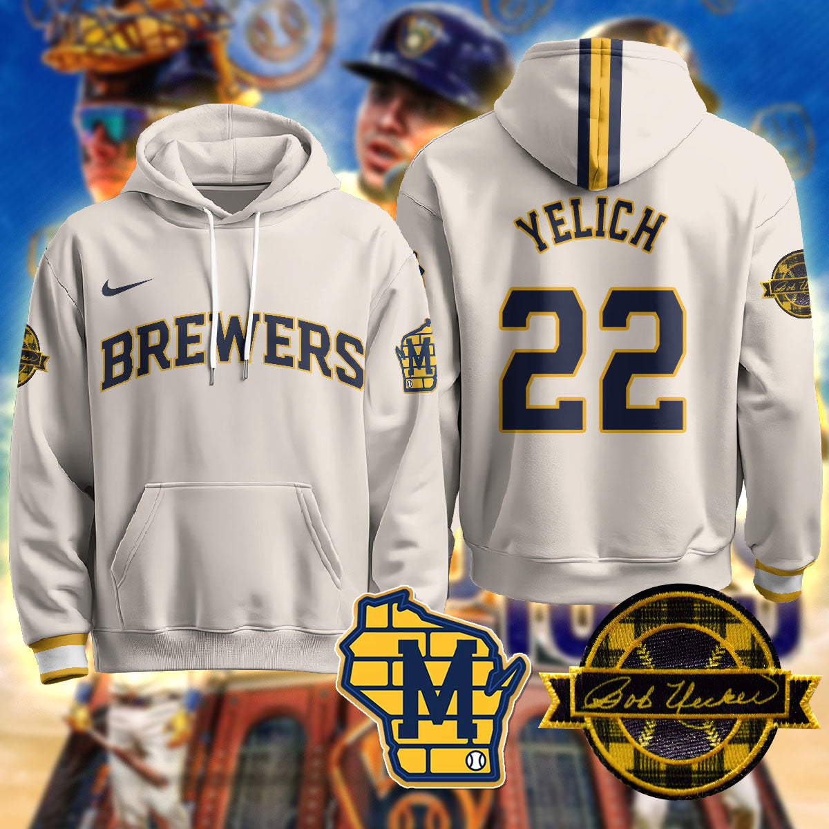 Milwaukee Brewers 2025 Limited Hoodie - Bob Uecker Patch - All Stitched