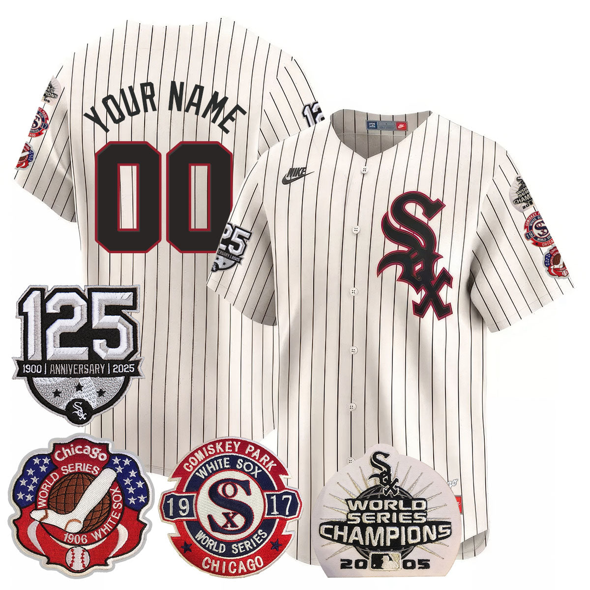 Chicago White Sox 125th Anniversary - World Series Champions Custom Jersey - All Stitched