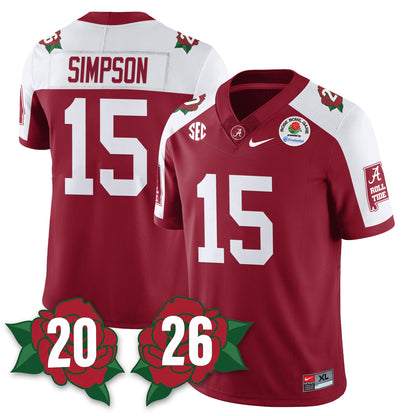 BAMA Rose Bowl Vapor Limited Football Jersey - All Stitched
