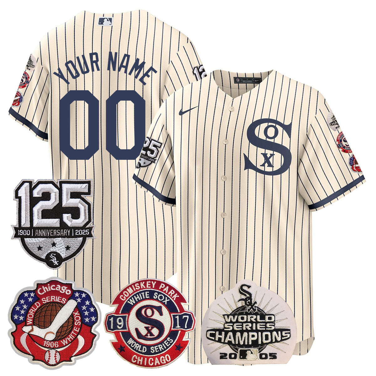 Chicago White Sox 125th Anniversary - World Series Champions Custom Jersey - All Stitched