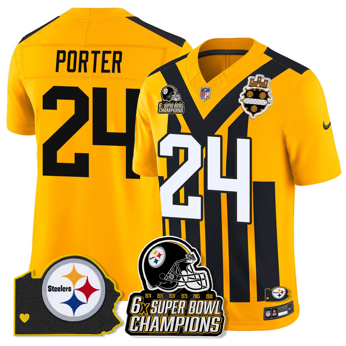 PIT 6-Time Champions Patch Vapor Limited Jersey - All Stitched