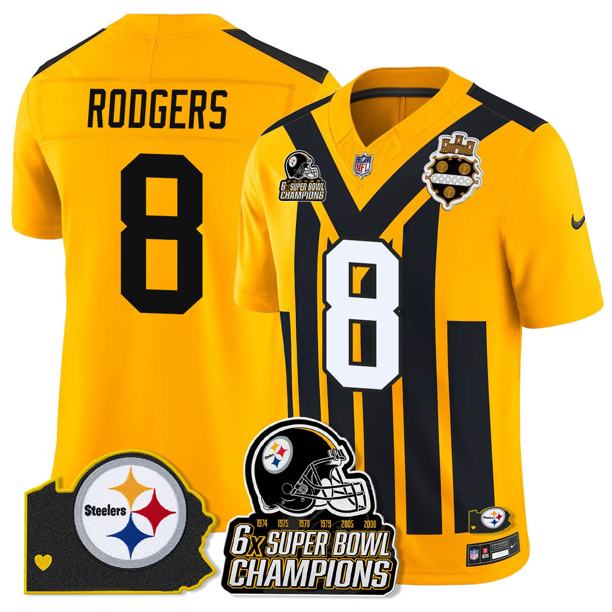 PIT 6-Time Champions Patch Vapor Limited Jersey - All Stitched