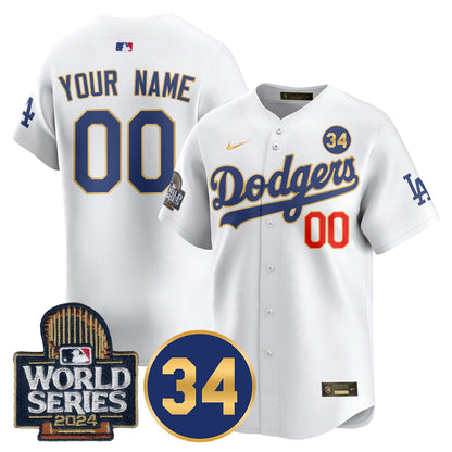 Dodgers World Series - Fernando Valenzuela Memorial Custom Jersey - All Stitched