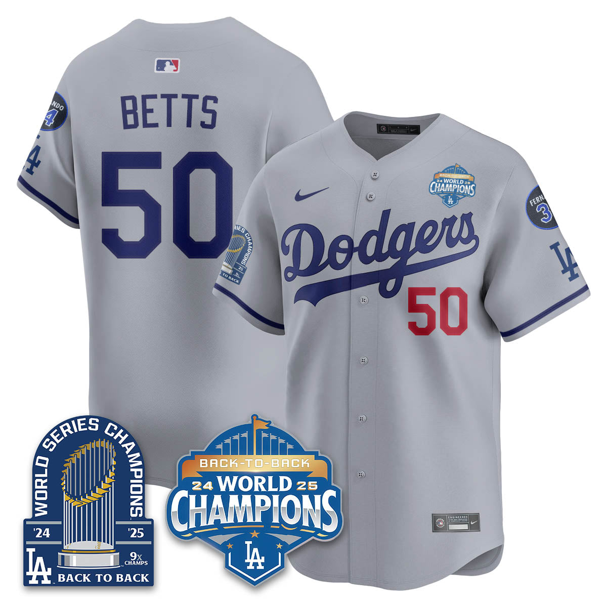 LAD 2025 World Series Champions Jersey - 9x Champs - All Stitched