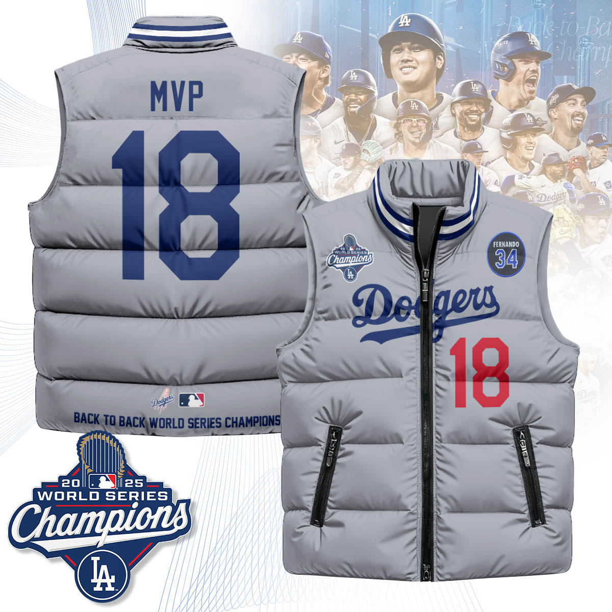 LAD 2025 World Series Champions Puffer Vest