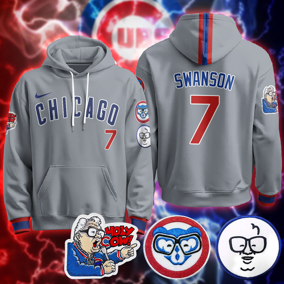 Chicago Cubs Limited Hoodie - Harry Caray "Holy Cow" Patch - All Stitched