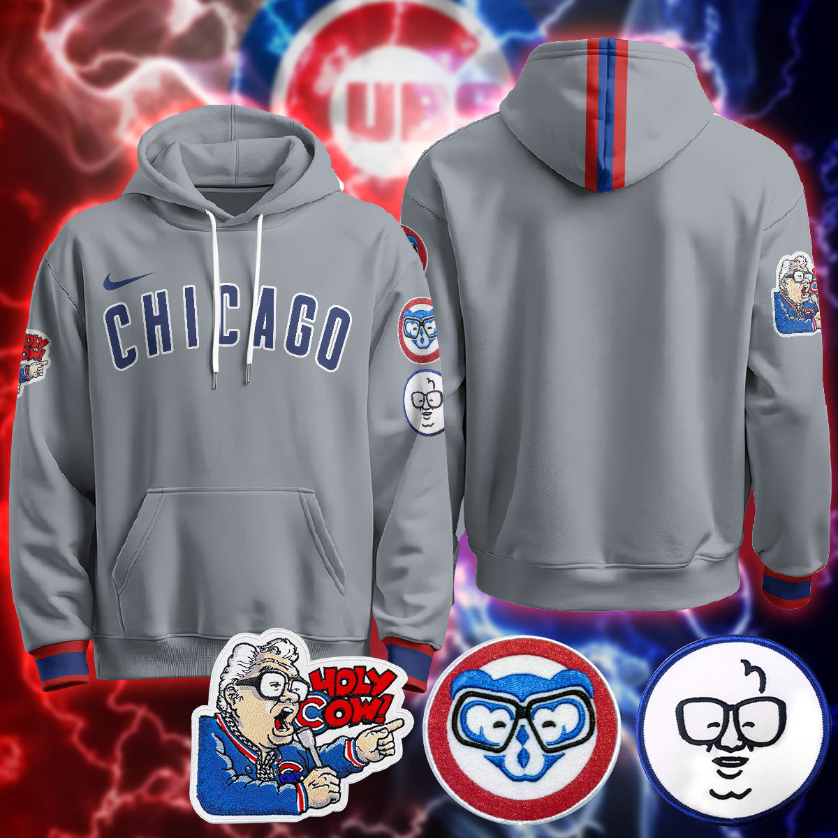Chicago Cubs Limited Hoodie - Harry Caray "Holy Cow" Patch - All Stitched