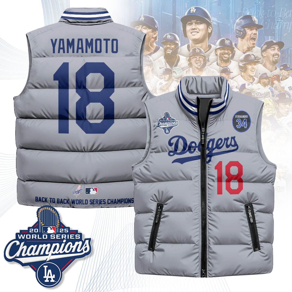LAD 2025 World Series Champions Puffer Vest