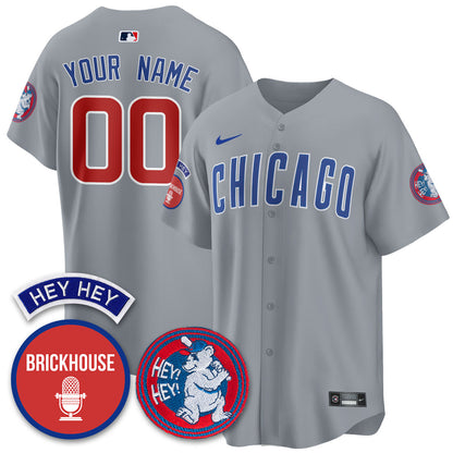 Chicago Cubs Limited Custom Jersey - Jack Brickhouse "Hey Hey" Patch - All Stitched