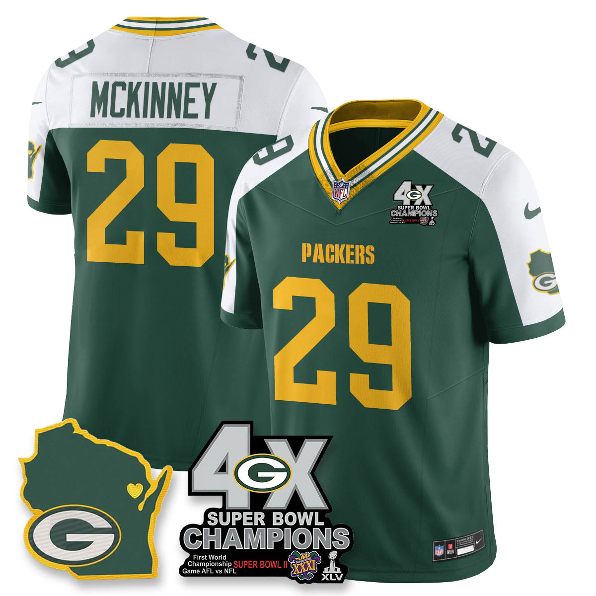 GB 4-Time Champions Patch Vapor Limited Jersey - All Stitched