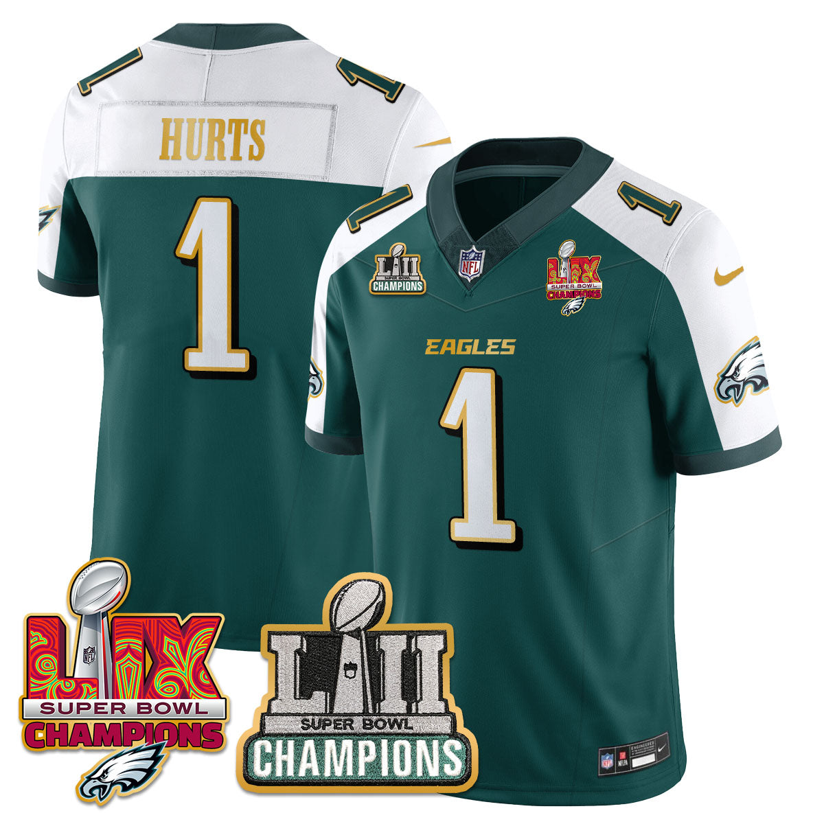 PHI LII-LIX Super Bowl Champions Vapor Limited Gold Jersey - All Stitched