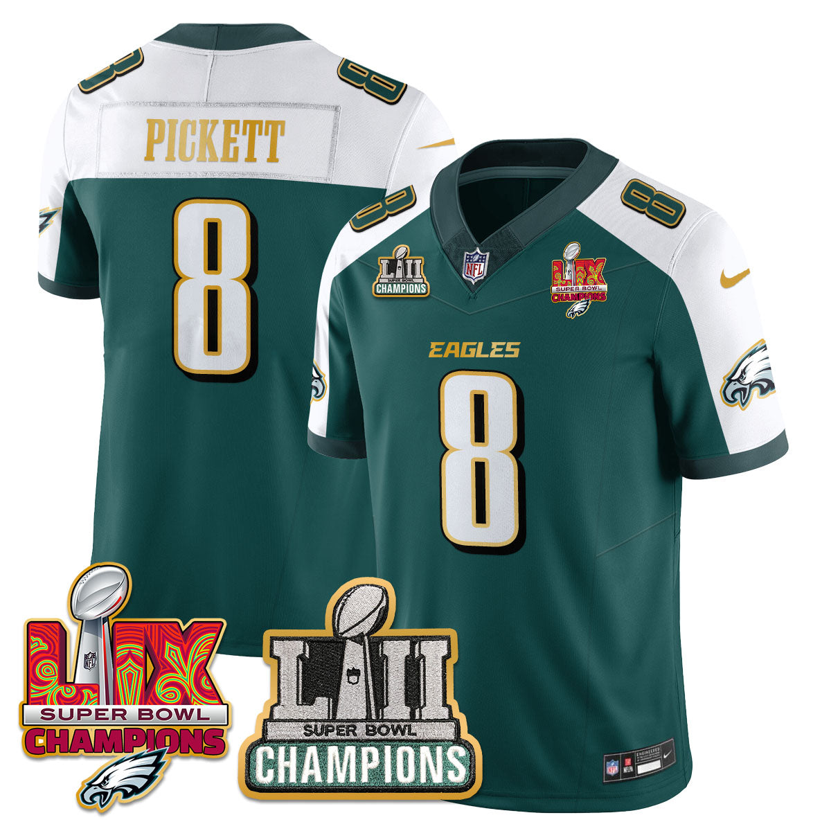 PHI LII-LIX Super Bowl Champions Vapor Limited Gold Jersey - All Stitched