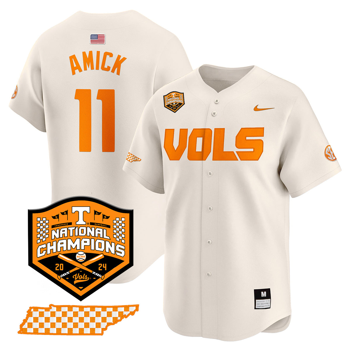 Tennessee 2024 Baseball College World Series Champions Limited Jersey V2 - All Stitched