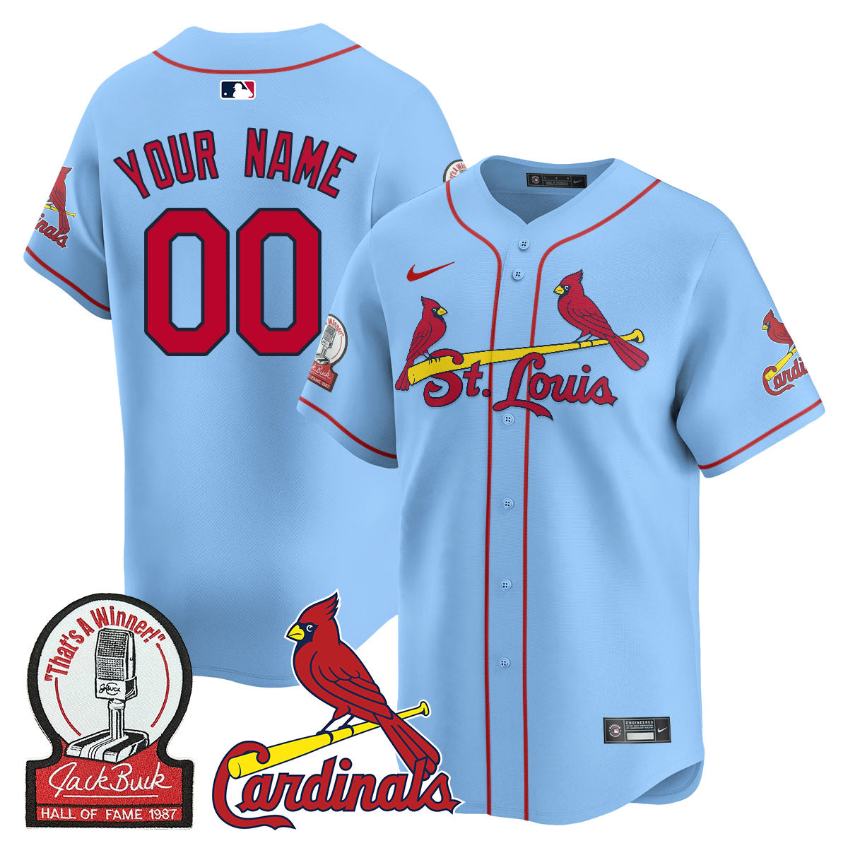 St. Louis Cardinals Jack Buck Limited Custom Jersey - All Stitched