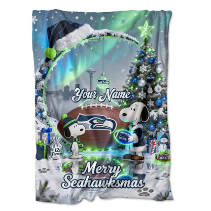 Seattle Seahawks x SNP | Premium Christmas Fleece Blanket & Throw Pillow
