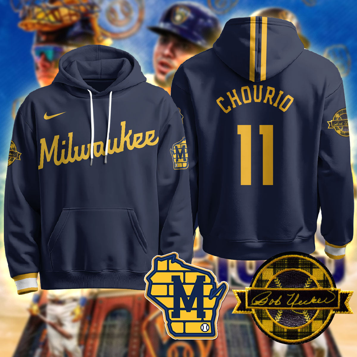 Milwaukee Brewers 2025 Limited Hoodie - Bob Uecker Patch - All Stitched