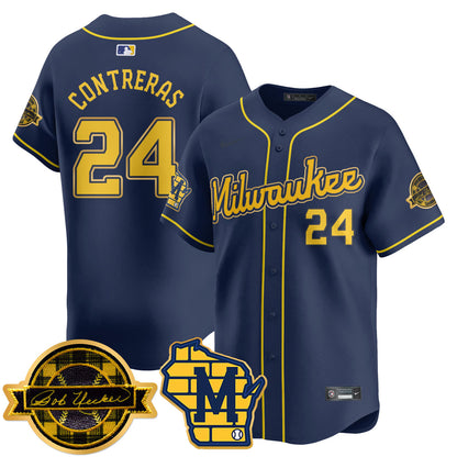 Milwaukee Brewers 2025 Limited Gold Jersey - Bob Uecker Patch - All Stitched