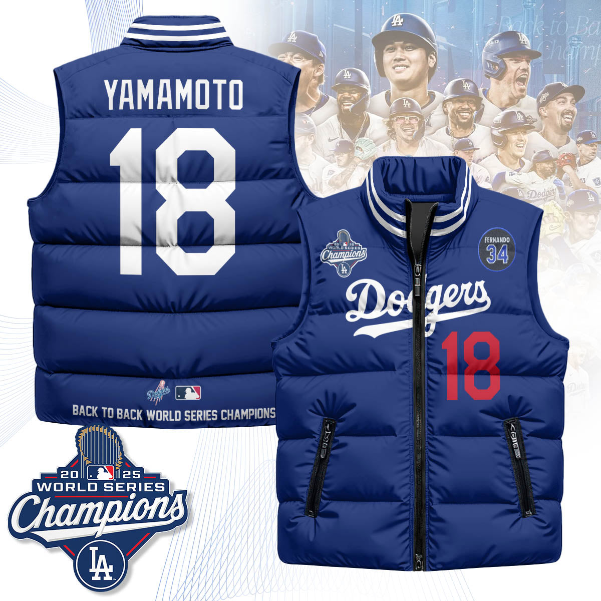 LAD 2025 World Series Champions Puffer Vest