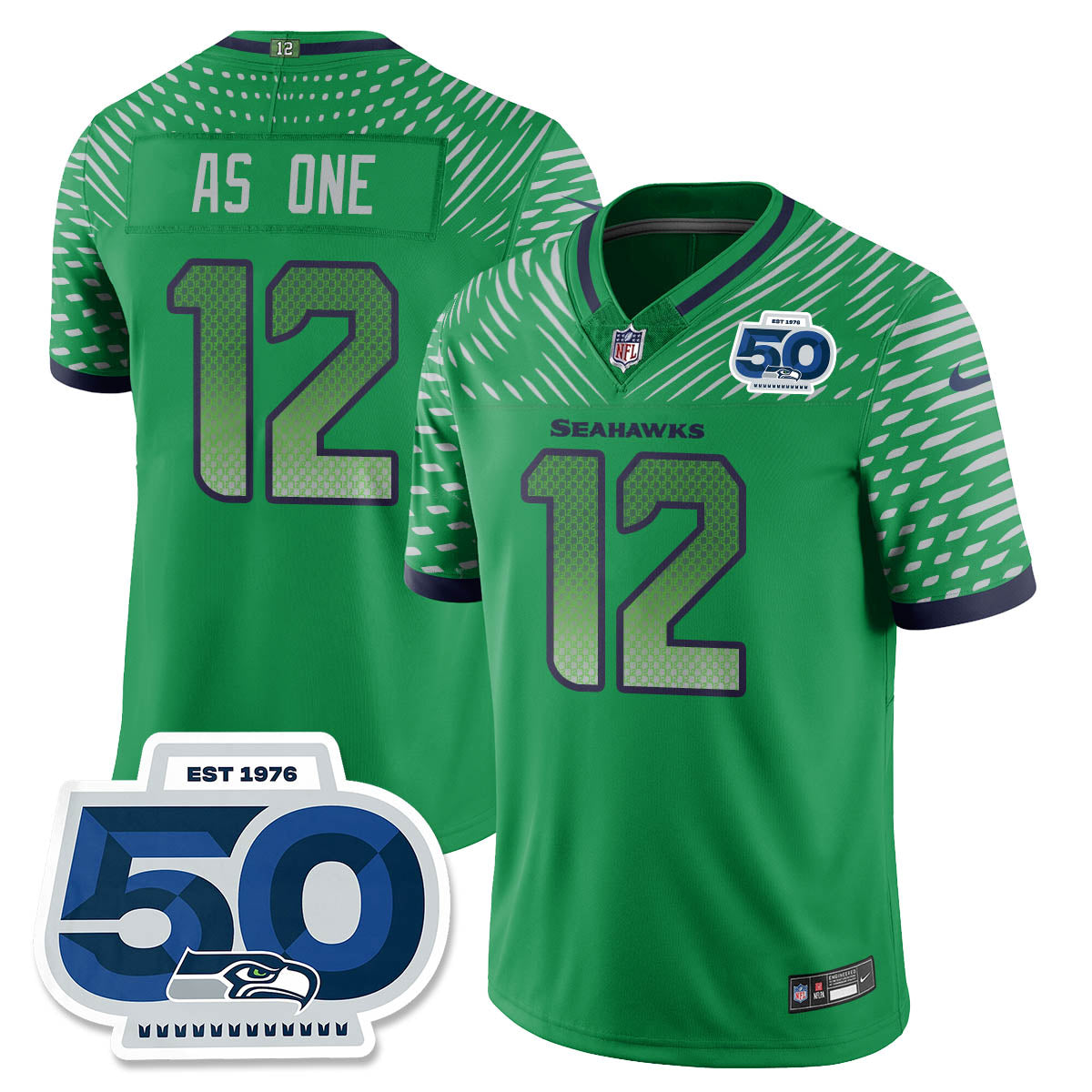 Seattle Seahawks 2025 "Rivalries" 50th Season Patch Vapor Limited Jersey - All Stitched