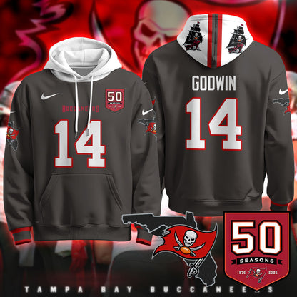 Tampa Bay Buccaneers Creamsicle Throwback Hoodie - 50th Season Patch - All Stitched