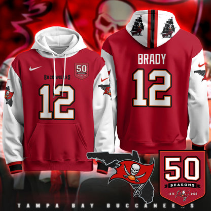 Tampa Bay Buccaneers Creamsicle Throwback Hoodie - 50th Season Patch - All Stitched