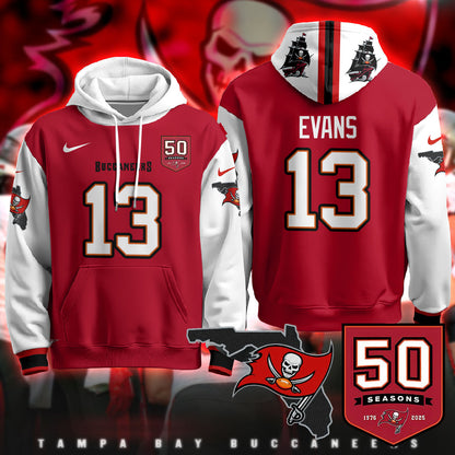 Tampa Bay Buccaneers Creamsicle Throwback Hoodie - 50th Season Patch - All Stitched