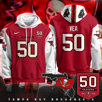 Tampa Bay Buccaneers Creamsicle Throwback Hoodie - 50th Season Patch - All Stitched