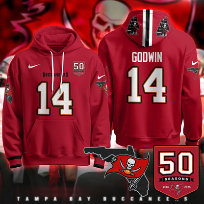 Tampa Bay Buccaneers Creamsicle Throwback Hoodie - 50th Season Patch - All Stitched