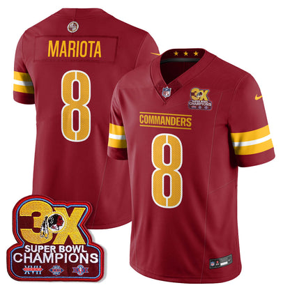 WAS 3-Time Champions Patch Vapor Limited Jersey - All Stitched